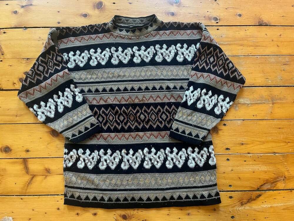 Parkway Knits Vintage Patterned Pullover Sweater Made In USA